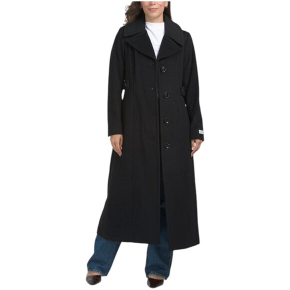 ANNE KLEIN Wool Blend Long Single Breasted Coat - Picture 1 of 2